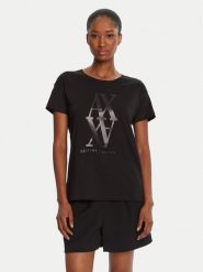 Armani Exchange T-Shirt XW001373 AF10356 UC001 Czarny Regular Fit. Czarne t-shirty damskie Armani Exchange, xs, bez wzorów, z bawełny, bez kołnierzyka, bez ramiączek. Za 259.99 zł.