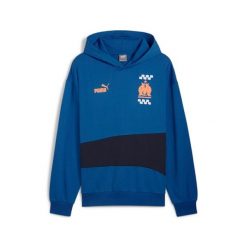 Bluza z kapturem OM Culture. Niebieskie bluzy sportowe męskie Puma, bez wzorów, z kapturem, do piłki nożnej. Za 247.50 zł.