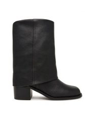 Aldo Botki Nolya 14183579 Czarny. Czarne botki damskie Aldo, bez wzorów, ze skóry, bez obcasa, na słupku, bez zapięcia. Za 729.99 zł.