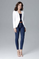 Ecru Elegancka Taliowana Marynarka bez Zapięcia. Brązowe marynarki i żakiety damskie Katrus, bez wzorów, z materiału, eleganckie, bez kołnierzyka, bez ramiączek. Za 269.00 zł.
