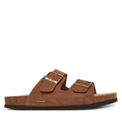 Klapki Josef Seibel. Brązowe klapki męskie Josef Seibel, bez wzorów, bez zapięcia. Za 279.99 zł.