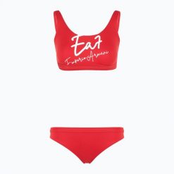 Strój kąpielowy dwuczęściowy damski EA7 Emporio Armani Maxi Logo Bikini Top. Czerwone stroje kąpielowe damskie EA7 Emporio Armani, l, bez wzorów, z elastanu. Za 275.99 zł.