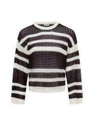 Noisy May Sweter - NMJola Kobiety Sztuczne włókno czarny|biały, XS. Białe swetry nierozpinane damskie Noisy May, xs, bez wzorów, z dzianiny, bez kołnierzyka, bez ramiączek. Za 159.95 zł.