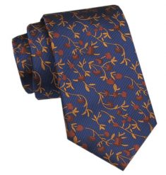Elegancki Krawat Męski Angelo di Monti - Ciemnoniebieski, Motyw Kwiatowy. Niebieskie krawaty i muchy Angelo di Monti, bez wzorów, z tkaniny, eleganckie. Za 45.00 zł.