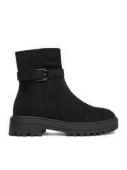 DeeZee Botki HX22020-2 Czarny. Czarne botki damskie DeeZee, bez wzorów, z materiału, bez obcasa, na płaskiej podeszwie, bez zapięcia. Za 189.99 zł.