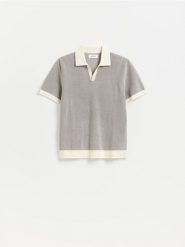Bawełniany sweter polo - brązowy. Brązowe swetry męskie Reserved, l, bez wzorów, z bawełny, bez kołnierzyka, bez ramiączek. Za 119.99 zł.