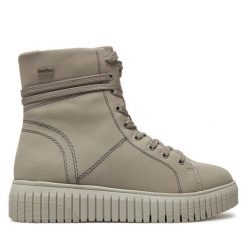 Trzewiki Jana. Szare botki damskie Jana, bez wzorów, bez obcasa, na płaskiej podeszwie, bez zapięcia. Za 209.99 zł.