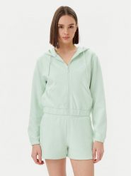 Guess Bluza V5RQ20 KC3D2 Zielony Regular Fit. Zielone bluzy damskie Guess, xxs, z aplikacjami, z bawełny, bez ramiączek, bez kaptura. Za 199.99 zł.
