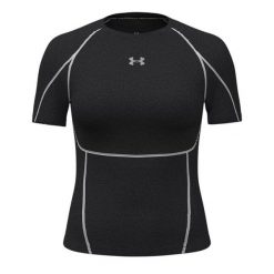 T-shirt Damski Under Armour HEATGEAR ELITE. Czarne t-shirty damskie Under Armour, m, bez wzorów, z elastanu, bez kołnierzyka, bez ramiączek. Za 225.30 zł.