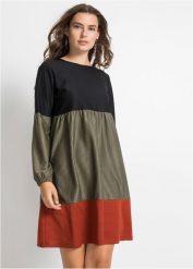 Sukienka mini. Czarne sukienki damskie bonprix, bez wzorów, bez kołnierzyka, bez ramiączek, mini. Za 79.99 zł.