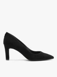 Czarne welurowe czółenka. Czarne czółenka damskie Brawo sp. z o.o., bez wzorów, ze skóry, eleganckie, bez obcasa, na szpilce, bez zapięcia. Za 349.99 zł.