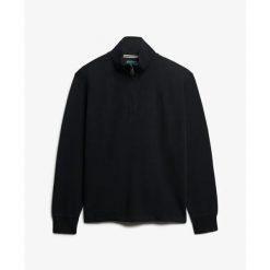 Sweter z prążkowanego materiału z zamkiem na szyi Superdry. Czarne swetry męskie Superdry, na zimę, m, bez wzorów, prążkowane, bez kołnierzyka, bez ramiączek. Za 284.00 zł.