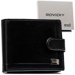 Portfel męski Rovicky CPR-022L-BAR czarny. Czarne portfele męskie ROVICKY, bez wzorów, ze skóry. Za 65.99 zł.