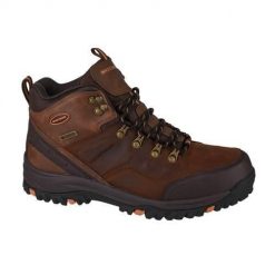 Buty trekkingowe męskie Skechers Relmenttraven. Brązowe buty zimowe męskie Skechers, z materiału, za kostkę, bez zapięcia. Za 399.00 zł.