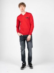 Plein Sport Sweter "Merino" | MVPS90252 | Mężczyzna | Czerwony. Czerwone swetry męskie Plein Sport, l, bez wzorów, z wełny, sportowe, bez kołnierzyka, bez ramiączek. W wyprzedaży za 449.00 zł.