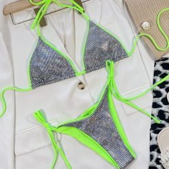 Bikini plażowe szybkoschnące błyszczące Ludgarda. Bikini Intica, bez wzorów, z materiału. Za 129.00 zł.