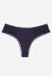 Granatowe Majtki Stringi Ozdobione Koronką z Bawełną Meniliphis. Niebieskie majtki damskie Renee, z bawełny. Za 6.99 zł.