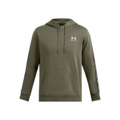 Bluza z kapturem z logo na paskach Under Armour Icon Fleece. Białe bluzy męskie Under Armour, m, bez wzorów, eleganckie, bez ramiączek, z kapturem. Za 348.50 zł.