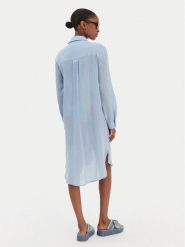 Seafolly Koszula Crinkle 55536-CU Błękitny Relaxed Fit. Niebieskie koszule damskie Seafolly, xs, bez wzorów, z bawełny, bez kołnierzyka, bez ramiączek. Za 429.99 zł.