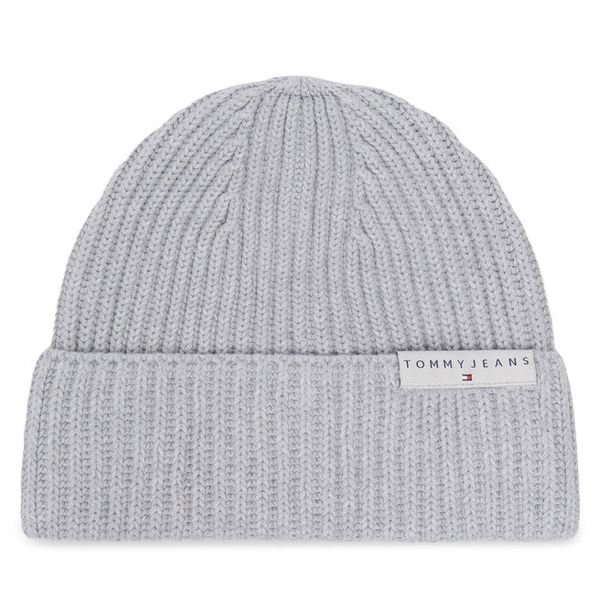 Czapka Tommy Jeans. Szare czapki męskie Tommy Jeans, na zimę, bez wzorów, z jeansu. Za 129.99 zł.