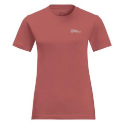 Koszulka damska Jack Wolfskin Essential. Czerwone bluzki damskie Jack Wolfskin, bez wzorów, sportowe, bez kołnierzyka, bez ramiączek. Za 92.99 zł.