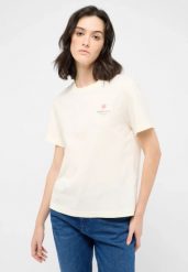 Damski T-Shirt Mustang Style Floris Whisper White 1016141 2013. Białe t-shirty damskie Mustang, l, bez wzorów, bez kołnierzyka, bez ramiączek. Za 79.99 zł.