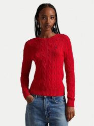 Polo Ralph Lauren Sweter 211971869502 Czerwony Slim Fit. Czerwone swetry nierozpinane damskie Polo Ralph Lauren, s, bez wzorów, z bawełny, bez kołnierzyka, bez ramiączek. Za 949.99 zł.