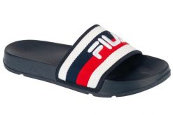 Klapki na basen męskie, Morro Bay Stripes. Niebieskie klapki męskie Fila, bez wzorów, z materiału, bez zapięcia. Za 89.99 zł.