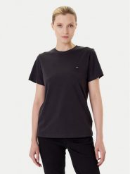 Wrangler T-Shirt Sign Off 112373023 Czarny Slim Fit. Czarne t-shirty damskie Wrangler, xl, bez wzorów, z bawełny, bez kołnierzyka, bez ramiączek. Za 99.99 zł.