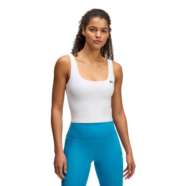 Koszulka treningowa damska Under Armour Motion Tank. Białe bluzki damskie Under Armour, m, bez wzorów, sportowe, bez kołnierzyka, bez ramiączek. Za 99.99 zł.