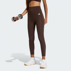 Legginsy 7/8 bez szwu z przodu Optime Essentials. Brązowe legginsy damskie Adidas, bez wzorów. Za 219.00 zł.