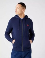 WRANGLER ZIP THRU HOODIE MĘSKA BLUZA KAPTUR LOGO 112320253. Białe bluzy męskie Wrangler, m, bez wzorów, z bawełny, z kapturem, trekkingowe. Za 189.99 zł.