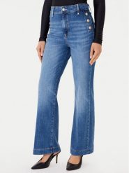 Guess Jeansy W5GA0P D5Q01 Niebieski Wide Leg. Niebieskie jeansy damskie Guess, z aplikacjami, z bawełny. Za 529.99 zł.