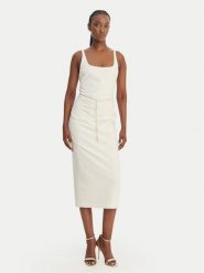 HUGO Sukienka koktajlowa Kankeni 50558191 Écru Slim Fit. Sukienki damskie Hugo, bez wzorów, z syntetyku, wizytowe, bez kołnierzyka, bez ramiączek. Za 1,249.00 zł.