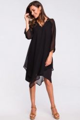 Sukienka wieczorowa oversize szyfonowa asymetryczna czarna. Czarne sukienki damskie Stylove, na imprezę, s, bez wzorów, z elastanu, boho, z asymetrycznym kołnierzem, bez ramiączek, midi, asymetryczne. Za 269.00 zł.