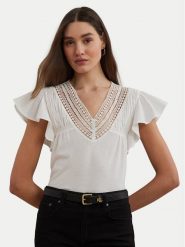 LAUREN RALPH LAUREN Bluzka 200963917002 Biały Relaxed Fit. Białe bluzki damskie Lauren Ralph Lauren, s, bez wzorów, z bawełny, bez kołnierzyka, bez ramiączek. Za 399.99 zł.