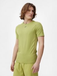 4F Koszulka do biegania szybkoschnąca męska L. Zielone t-shirty męskie 4F, l, bez wzorów, z dzianiny, bez kołnierzyka, bez ramiączek. Za 149.99 zł.