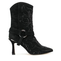 Kowbojki Alma En Pena. Czarne botki damskie Alma En Pena, bez wzorów, bez obcasa, na szpilce, bez zapięcia. Za 949.99 zł.