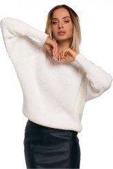 Sweter damski z przędzy ze splotem w prążek reglanowe rękawy kremowy. Białe swetry nierozpinane damskie Polskie swetry, m, bez wzorów, ze splotem, bez kołnierzyka, bez ramiączek. Za 245.00 zł.