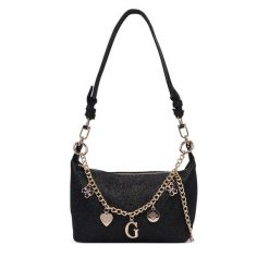 Torebka Guess. Czarne torebki do ręki damskie Guess, z aplikacjami, bez dodatków. Za 294.99 zł.