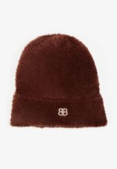Brązowa Czapka Typu Beanie z Wełną i Wiskozą Ozdobiona Naszywką Borirra. Brązowe czapki damskie Born2be, z aplikacjami, z wełny, eleganckie. Za 44.99 zł.