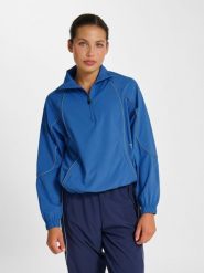 Damska bluza zapinana na zamek Hummel Pulse. Niebieskie bluzy damskie Hummel, xl, bez wzorów, z materiału, klasyczne, bez ramiączek, bez kaptura. Za 277.20 zł.