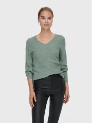 ONLY Sweter Atia 15230147 Zielony Regular Fit. Zielone swetry nierozpinane damskie ONLY, l, bez wzorów, z wiskozy, bez kołnierzyka, bez ramiączek. Za 139.99 zł.