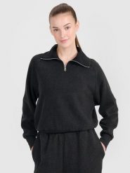 4F Bluza dresowa oversize nierozpinana bez kaptura damska - czarna XS. Czarne bluzy damskie 4F, xs, bez wzorów, z bawełny, klasyczne, bez ramiączek, bez kaptura. W wyprzedaży za 69.99 zł.