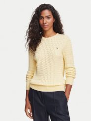 Tommy Hilfiger Sweter WW0WW44993 Żółty jasny Regular Fit. Żółte swetry nierozpinane damskie Tommy Hilfiger, s, bez wzorów, z bawełny, bez kołnierzyka, bez ramiączek. Za 529.99 zł.