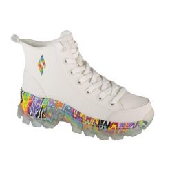 Buty sportowe Sneakersy damskie, Jen Stark: Hi-Ryze - See-Thru Drip. Białe obuwie sportowe damskie Skechers, bez wzorów, bez zapięcia, trekkingowe. Za 449.99 zł.