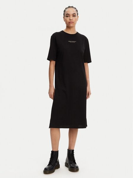 Armani Exchange Sukienka codzienna 8NYACF YJG3Z 52AK Czarny Regular Fit. Czarne sukienki damskie Armani Exchange, na co dzień, xs, bez wzorów, z bawełny, bez kołnierzyka, bez ramiączek, proste. Za 159.99 zł.