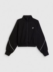 4F Bluza dresowa regular bez kaptura damska - czarna M. Czarne bluzy damskie 4F, m, bez wzorów, z dresówki, sportowe, bez ramiączek, bez kaptura. Za 169.99 zł.
