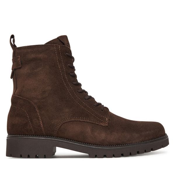 Botki Tamaris. Brązowe botki damskie Tamaris, bez wzorów, bez obcasa, na płaskiej podeszwie, bez zapięcia. Za 514.99 zł.