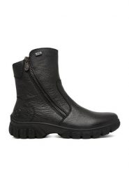 Rieker Botki CEO-Z7263-00 Czarny. Czarne botki damskie Rieker, bez wzorów, ze skóry, bez obcasa, na płaskiej podeszwie, bez zapięcia. Za 449.99 zł.